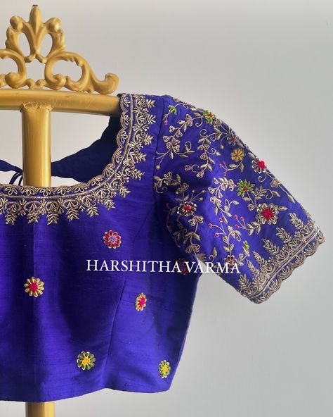 Custom designed this beautiful royal blue embroidered blouse for a client ✨ Contact us to get your blouses custom designed or direct message us for further details. Book an appointment for studio visit! HARSHITHA VARMA LABEL Banjara Hills, Road No. 10 Maggam Work Designs, Boat Neck Blouse, Studio Visit, Sari Blouse Designs, Hand Work Blouse, Maggam Work Blouses, Unique Blouse Designs, Work Blouses, Hand Work Blouse Design