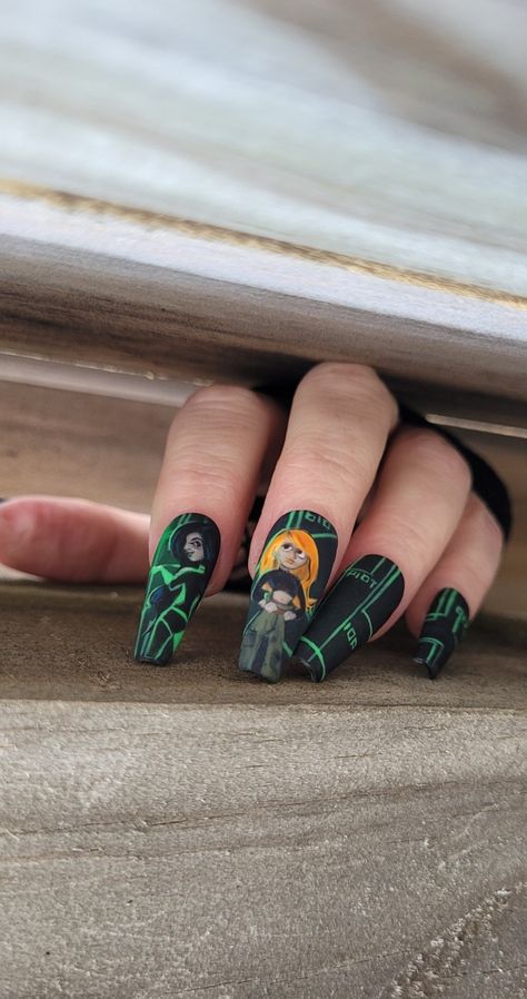 Kim Possible Nail Art, Kim Possible Nails, Holloween Nails, Back To School Nails, School Nails, Kim Possible, Nails Polish, Cool Nail Designs, Nails Design