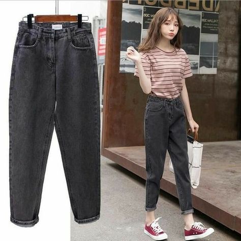 Mom Jeans Outfit, Black Jeans Women, Kawaii Harajuku, Vintage Swimwear, Harajuku Streetwear, Outfit Jeans, Summer Black, Trendy Style, Outfits Casuales