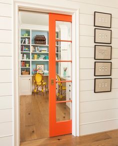 Move over turquoise, might as well call this one House of Color! The bright and cheery Los Angeles home was designed by none other than Alison Kandler, one of my favorite interior designers, and wa… Interior Design Minimalist, House Of Turquoise, Pocket Door, Natural Home Decor, Diy Interior, Cool Ideas, Small Office, Pocket Doors, Style At Home