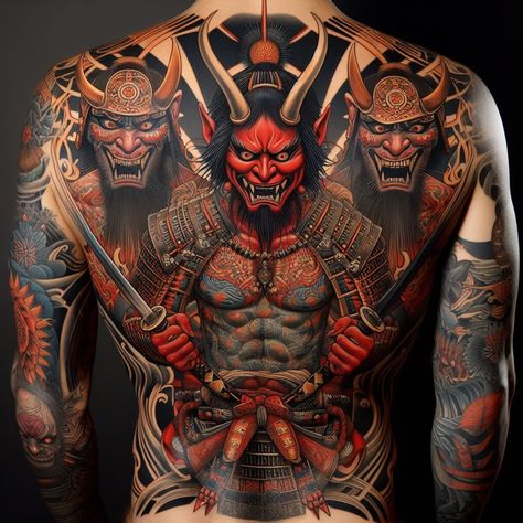 Tattoo Ideas For Men Full Back, Back Peice Ideas Tattoo, Samurai Tattoo Back, Horimono Tattoos, Japanese Backpiece, Full Back Tattoos For Men, Samurai Back Tattoo, Back Piece Tattoo Men, Japanese Leg Tattoo