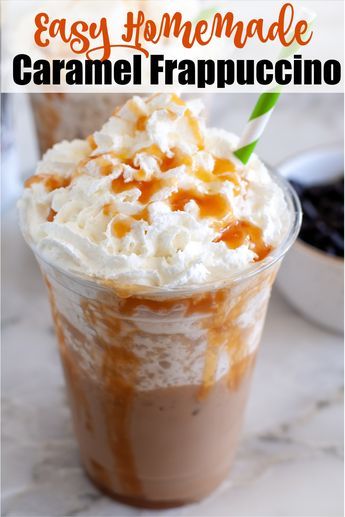 This easy homemade caramel frappuccino recipe tastes just like a copycat of Starbucks. Icy, creamy caramel frappe can be made with just a few simple ingredients. Mcdonalds Caramel Frappe, Fall Drinks Coffee, Caramel Frappe Recipe, Starbucks Caramel Frappuccino, Frozen Coffee Drinks, Caramel Frappe, Starbucks Fall Drinks, Homemade Frappuccino, Frappe Recipe