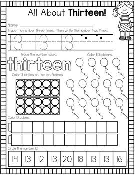 Number 13 Activities2 Number 13 Preschool Activities, Number 13 Activities, Number 13 Worksheet For Preschool, Kindergarten Morning Work Tubs, Family Math Night, Number Writing Practice, Math Night, Kindergarten Morning Work, Number Writing