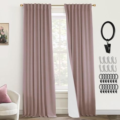 Amazon.com: PANELSBURG Blackout Curtains for Bedroom 2 Panel Sets,Dusty Rose Linen Textured Back Tab Pleated Boho Curtains for Nursery Living Room,84 Inch Length,Mauve : Home & Kitchen Dusty Rose Curtains, Curtains For Nursery, Rose Curtains, Blackout Curtains Bedroom, Nursery Curtains, Curtains For Bedroom, Boho Curtains, Drape Panel