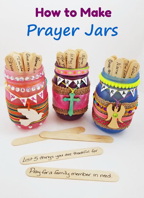 DIY Prayer Jar activity for VBS or Sunday School! This activity can go along with a discussion about what prayer is, why we pray, and specific Bible versus related to prayer. Prayer Crafts, Prayer Jar, Vacation Bible School Craft, Children's Church Crafts, Sunday School Crafts For Kids, Bible School Crafts, Religious Crafts, Christian Crafts, Bible Crafts For Kids