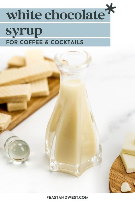 If you love white chocolate mochas, try making them at home with White Chocolate Syrup. It's the best addition to drinks and desserts. Chocolate Syrup Recipe For Coffee, White Chocolate Sauce For Coffee, White Chocolate Mocha Syrup, White Chocolate Martini, Chocolate Syrup Recipes, White Chocolate Syrup, Simple Syrups, White Chocolate Sauce, Mocha Recipe