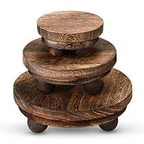 Rustic Food Display, Wood Pedestal Stand, Wood Risers, Wooden Riser, Kitchen Brown, Wooden Cake Stands, Kitchen Farmhouse Decor, Farmhouse Tray, Display Risers