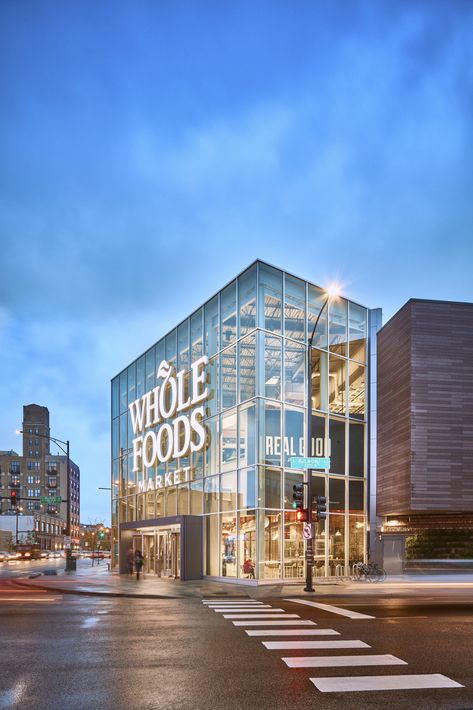 Whole Foods Market - BRR Architecture Farmers Market Architecture Design, Farmers Market Building Design, Food Market Architecture, Industrial Exterior Design, Industrial Exterior, Grocery Market, Grocery Store Design, Outdoor Patio Space, Fruit Shop