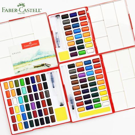 Faber Castell Solid Watercolor Paint set 24/36/48 Brilliant Colors Travel Kit and Water Brush Sponge Drawing Art School Supplier https://my-artwork.com/product/faber-castell-solid-watercolor-paint-set-24-36-48-brilliant-colors-travel-kit-and-water-brush-sponge-drawing-art-school-supplier Sponge Drawing, Drawing Kit, Art Supplies Gift, Travel Drawing, Watercolor Paint Set, Water Brush, Painting Media, Water Colors, Travel Kit