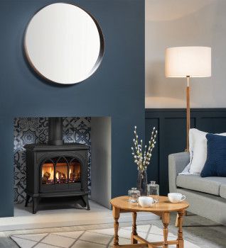 Which Small Cabin & Shed Log Burner to Buy? | Direct Stoves | Direct Stoves Modern Gas Fires Living Rooms, Wood Burner In Fireplace, Log Burner And Surround, Gas Stove Surround Ideas, Industrial Living Room Fireplace, Gas Wood Burner Fireplace, Chimney Fireplace Ideas, Wood Burner Fireplace Tiles, Logburners Fire Places