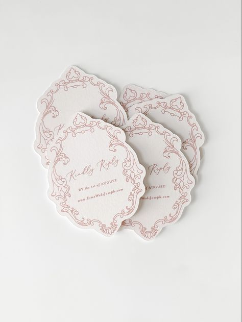 Old world romantic invitation suite. Custom die-cut outlines vintage style artwork. #weddinginvitation #weddingrsvpcard #romanticweddingdetails #diecutrsvpcard Marie Antoinette Invitations, Romantic Design Graphic, Die Cut Wedding Invitations, Romantic Branding, Vintage Inspired Wedding Invitations, Die Cut Invitations, Wedding Stationary Design, 50 Logo, Winter Garden Florida