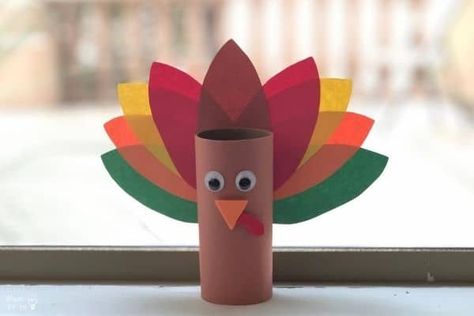 Thanksgiving Toilet Paper Roll Turkey Craft Toilet Paper Turkey, Toilet Paper Roll Turkey, Paper Turkey, Thanksgiving Turkey Craft, Thanksgiving Paper, Construction Paper Crafts, Rolled Paper Art, Acorn Crafts, Thanksgiving Craft