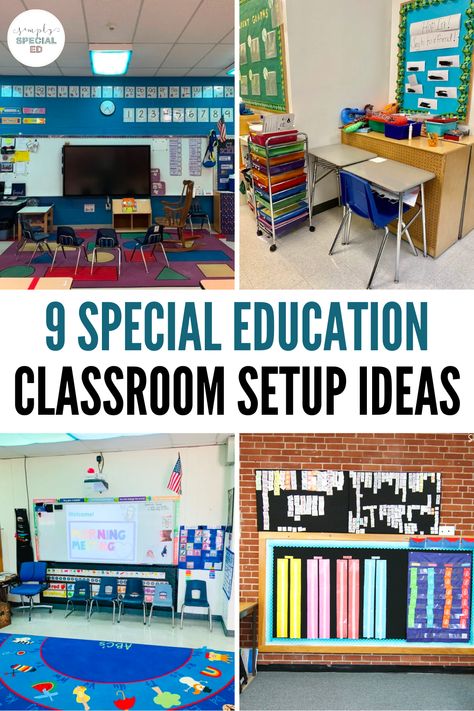 Special Needs Kindergarten Classroom, Inclusion Room In School, Sped Ed Classroom, High School Special Needs Classroom, Small Special Ed Classroom Setup, Behavior Special Education Classroom, Special Education Wall Decor, Essential Elements Special Education, Classroom Decor For Special Education