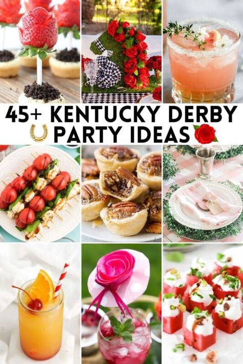 Kentucky Derby Party Ideas Derby De Mayo Party Ideas, Kentucky Derby Appetizers, Kentucky Derby Drinks, Kid Holiday Games, Kentucky Derby Party Ideas, Derby Party Ideas, Kentucky Derby Themed Party, Caprese Salad Skewers, Derby Party Food