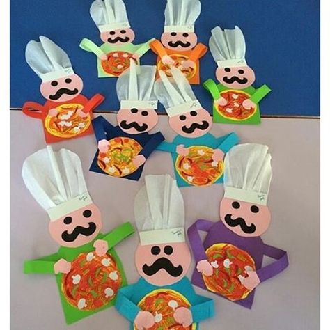 Chef craft idea for kids | Crafts and Worksheets for Preschool,Toddler and Kindergarten Hope Crafts, Preschool Cooking, Chef Craft, Restaurant Themes, Bible Crafts For Kids, Community Helpers, Bible Crafts, Cooking Art, Paper Crafts Diy Kids