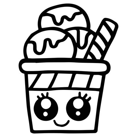 Ice Cream Sketch Drawings, Sketsa Ice Cream, Coloring Ice Cream, Cake Outline Drawing, Cute Outline Drawings, Cute Ice Cream Drawings, Drawing For Kids Easy Children, Ice Cream Drawing Easy, Ice Cream Drawing For Kids