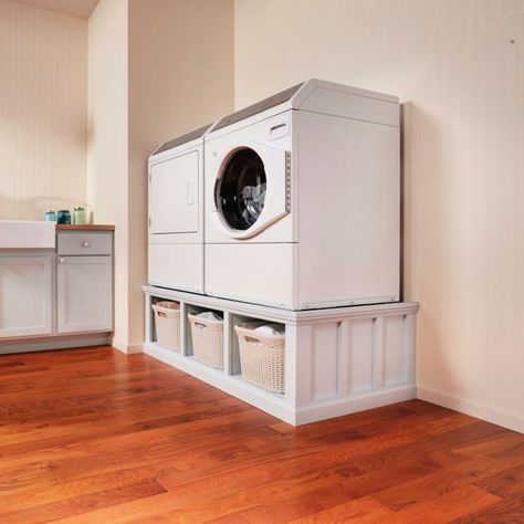 Build a Laundry Room Pedestal Washer And Dryer On Pedestal, Pedestal Washer And Dryer Laundry Room, Diy Laundry Pedestal, Washing Machine Pedestal, Laundry Room Pedestal, Washer Pedestal, Washer And Dryer Pedestal, Diy Pedestal, Raised House