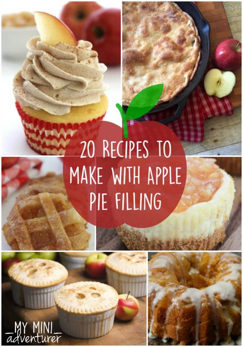 A round up of 20 yummy recipes you can make using homemade or store bought apple pie filling! Can Apple Pie Filling Recipes Easy, Apple Pie Filling Cake Recipe, Healthy Apple Pie Filling, Apple Pie Filling Desserts, Quick Apple Pie, Pie Filling Desserts, Apple Pie Jam, Recipe Using Apples, Apple Pie Filling Recipes