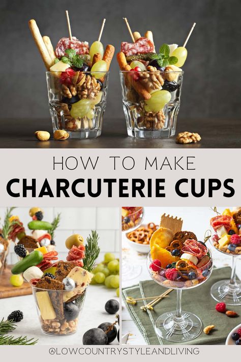 It's time to switch things up with a new trend: charcuterie cups. These adorable, customizable cups are like mini personal charcuterie boards. They are perfect for any occasion and will elevate your snacking game like never before.

#charcuteriecups #individualcharcuteiecups
#howtoguide #lowcountrystyleandliving Charcuterie In Martini Glasses, Charcuterie Board Ideas In Cups, Charcuterie Plates For One, Party Food In Cups Ideas, Charcuterie Cups Recipes, Tiny Charcuterie Cups, Appetizer Cup Ideas, Charcuterie Martini Glasses, Charcuterie Cups Wedding Diy