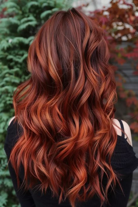 Discover 30 stunning fall hair colors, from rusty red to deep teal, perfect for adding warmth and style to your look this season. Deep Copper Hair Color With Money Pieces, Copper Orange Highlights On Brown Hair, Lived In Copper Balayage, Shadow Root Orange Hair, Fall Hair Colors Red Auburn, Mahogany Copper Hair Color, Brown With Red Balayage, Red Hair Ombre Balayage, Red And Brown Balayage