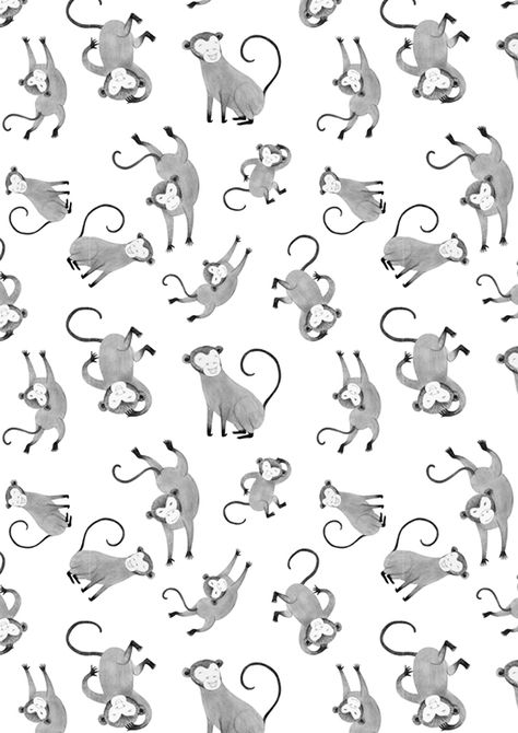 Monkey pattern on Behance Ip Design, Monkey Illustration, Body References, Conversational Prints, Monkey Pattern, Year Of The Monkey, Monkey Design, Monkey Art, Motif Batik