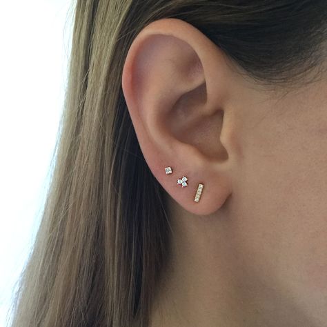 Triple Ear Piercing, Triple Lobe Piercing, 3 Lobe Piercings, 3 Ear Piercings, Triple Piercing, Three Ear Piercings, Minimalist Ear Piercings, Ear Peircings, Mismatch Earrings