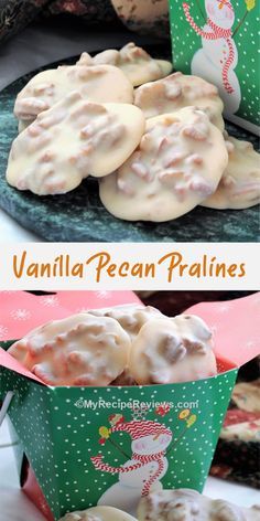 White Chocolate Praline, White Chocolate Praline Fudge, Chocolate Candy Recipes Using Molds, Candy Made With White Chocolate, White Chocolate Candies, Pecan Christmas Candy, Christmas Pecan Recipes, Pecan Pralines With Condensed Milk, White Chocolate Pecan Clusters