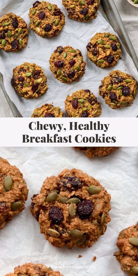 Chewy Breakfast Cookies, Healthy Easy Cookie Recipes, Healthy Oats Cookies, Vegan Breakfast Cookies, Healthy Pumpkin Cookies, Healthy Nutritious Breakfast, Oats Cookies, Pumpkin Breakfast Cookies, Breakfast Cookie