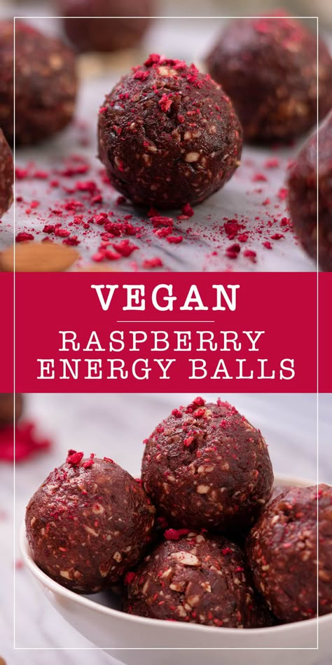 Raw Vegan Protein Balls, Fruit Protein Balls, Plant Based Energy Balls, Raspberry Energy Balls, Healthy Truffle Balls, Raw Balls Recipe, Vegan Power Balls, Vegan Energy Bites, Fruit Energy Balls