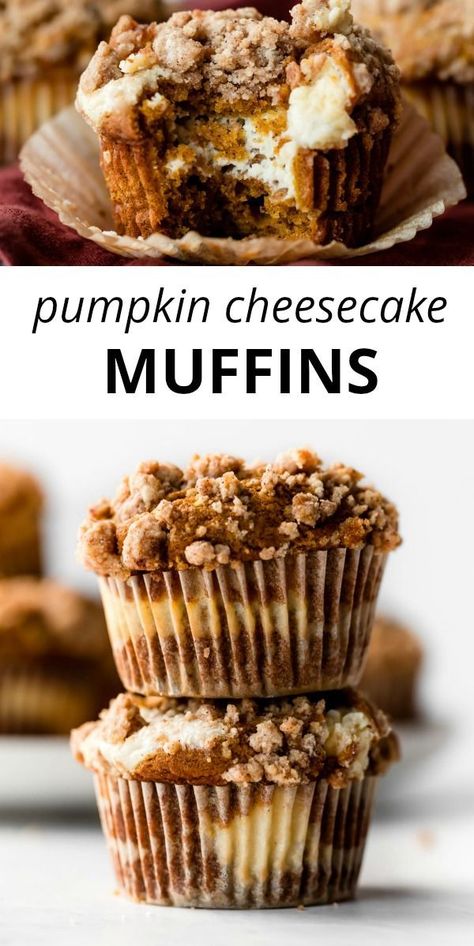 Crumb Cake Topping, Pumpkin Muffins With Cream Cheese, Cream Cheese Cheesecake, Muffins With Cream Cheese, Pumpkin Cheesecake Muffins, Pecan Desserts, Cheesecake Muffins, Pumpkin Cream Cheese Muffins, Recipes Pumpkin