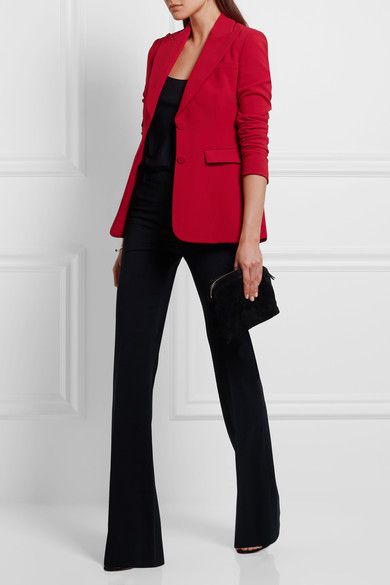 Red Blazer Outfit, Black Pants Outfit, Black Cami, Crepe Blazer, Professional Wear, Red Blazer, Red Outfit, Blazer Outfits, Mode Vintage