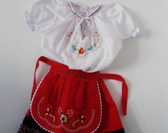 Typical Portuguese Costume for children Portuguese Clothes, Portuguese Clothing, Northern Portugal, Jingle Dress, Spanish Dress, Folk Clothing, An Apron, Ag Doll Clothes, A Skirt