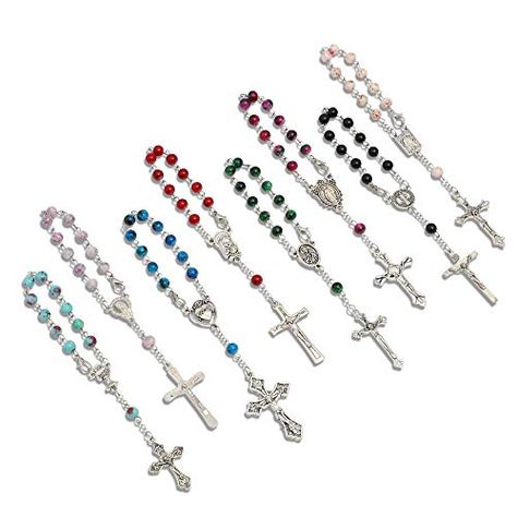 Juvale Mini Catholic Rosary, (24 Pack) Multicolored Glass Beads of Glass Juvale Room Altar, Christening Party Favors, Catholic Rosary Bracelet, Mini Rosaries, Prayer Bead Bracelet, Rosary Beads Catholic, First Communion Favors, Decade Rosary, Christening Favors