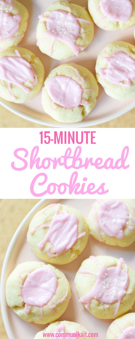 Fast Cookie Recipe, Iced Shortbread Cookies, Easy Shortbread Cookies, Easy Shortbread Cookie Recipe, Cookies Thumbprint, Shortbread Cookies With Icing, Shortbread Recipe Easy, Shortbread Bites, Easy Shortbread