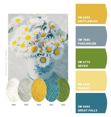 Blue Grey Green Yellow Color Palette, Yellow Wall Living Room Decor Ideas, Sunflower Yellow Color Palette, Yellow Kitchen Color Scheme, Color Pallets With Yellow, Soft Yellow Color Palette, Colors That Go With Yellow, Beach House Colors Interior Walls, What Colors Go With Yellow