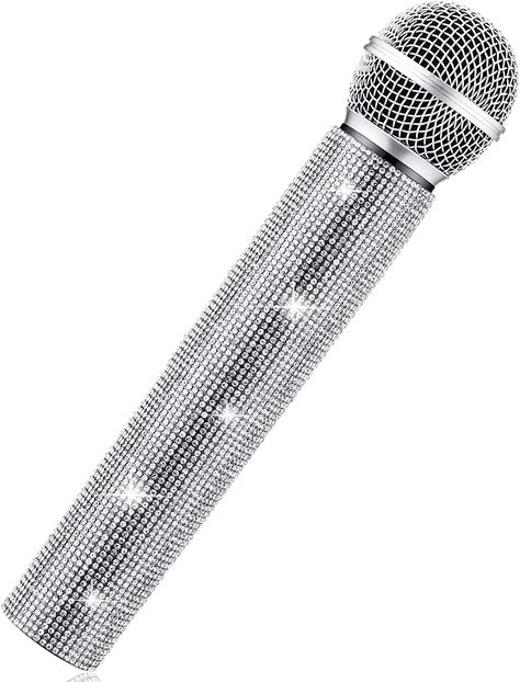 Bedazzled Microphone, Taylor Swift Microphone, Eras Tour Accessories, Fake Microphone, Microphone Prop, Bling Rhinestones, Rhinestone Projects, Taylor Swift Party, Silver Accessories