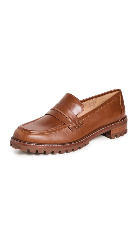 PRICES MAY VARY. Rubber sole Contrast welt stitching Heel: 1.5in / 35mm Stacked heel Round toe A timeless classic, these Madewell loafers feature a traditionally styled upper in rich brown leather, as well as a substantial lug sole. Jeans, trousers, and skirts will all work well with this pair. Madewell Loafers, Nordstrom Women, Chunky Loafers, Fashion Shoes Flats, Brown Loafers, Navy And Brown, Shoe Style, Stacked Heel, Leather Loafers