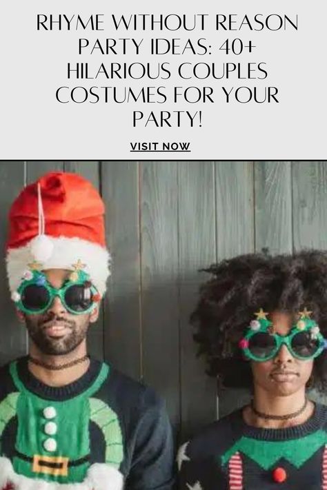 Visit Website Rhyming Costumes Couples, Funny Rhyme Without Reason, Ryhm Without Reason Costume Ideas, Rhyme Without Reason Costume Ideas List, Rhyme Without Reason Outfits, Rhyming Costumes, Rhyme Without Reason Party, Hilarious Couples Costumes, Rhyme Without Reason Costume