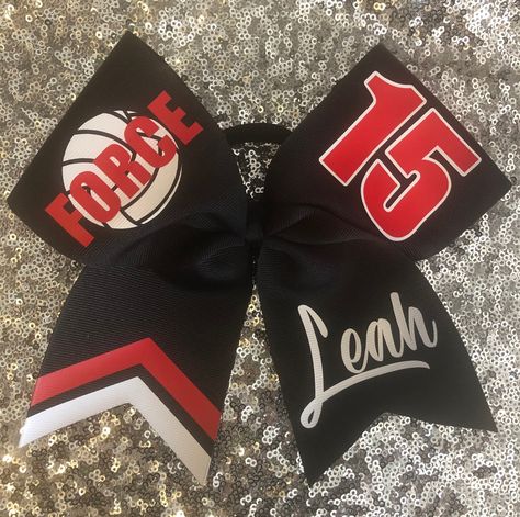 We will design this bow with your team name and colors. Volleyball Hair Bow, Volleyball Bows Ideas, Hair Ribbons Diy, Volleyball Fits, Cheerleader Bows, Volleyball Hair Bows, Sports Hair Bows, Softball Hair Bows, Volleyball Bows