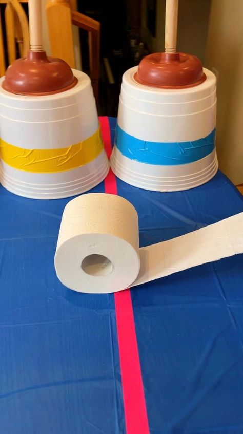 Toilet Paper Toss Game, Plunger Game, Benson Bros, Toilet Paper Games, Gift Games, Christmas Gift Games, Egg Game, Senior Games, Cup Games