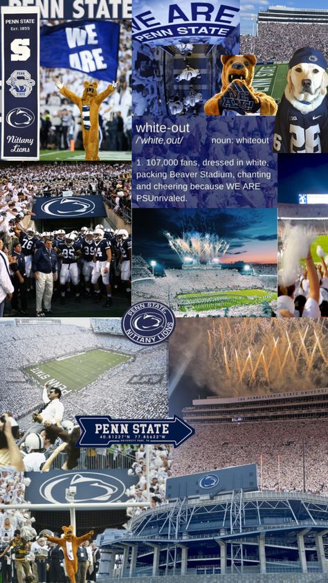 Penn State #nittanylions Penn State Aesthetic, Byu Football, Beaver Stadium, Dream Collage, College Bedding, Penn State Football, Vision Board Images, College List, Penn State University