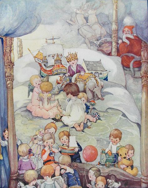 Anne Anderson, Illustration Christmas, Cicely Mary Barker, Xmas Presents, Christmas Print, Childrens Illustrations, Children's Book Illustration, Christmas Morning, Sled