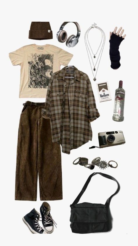 Name Of Styles Clothes, Gremlincore Fashion, Forest Grunge Outfit, Ftm Fashion, Pagan Clothes, Nerd Fashion, Earthy Outfits, Look Retro, Retro Punk