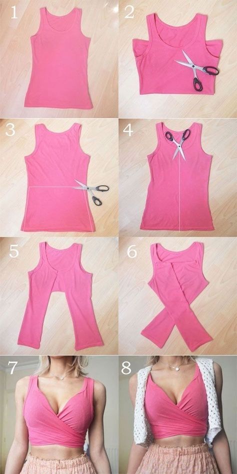 Diy Clothes Tops, Diy Crop Top, Diy Clothes Refashion, Diy Clothes Videos, Diy Tops, Diy Vetement, Diy Fashion Clothing, Diy Sewing Clothes, Fashion Hacks Clothes