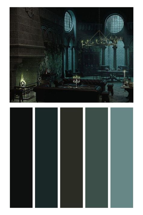 Slytherin Inspired Bedroom, Slytherin Room Ideas, Dark Academia Lifestyle, Slytherin Bedroom, Slytherin Room, Room Color Palette, Slytherin Common Room, Slytherin Pride, Slytherin Aesthetic