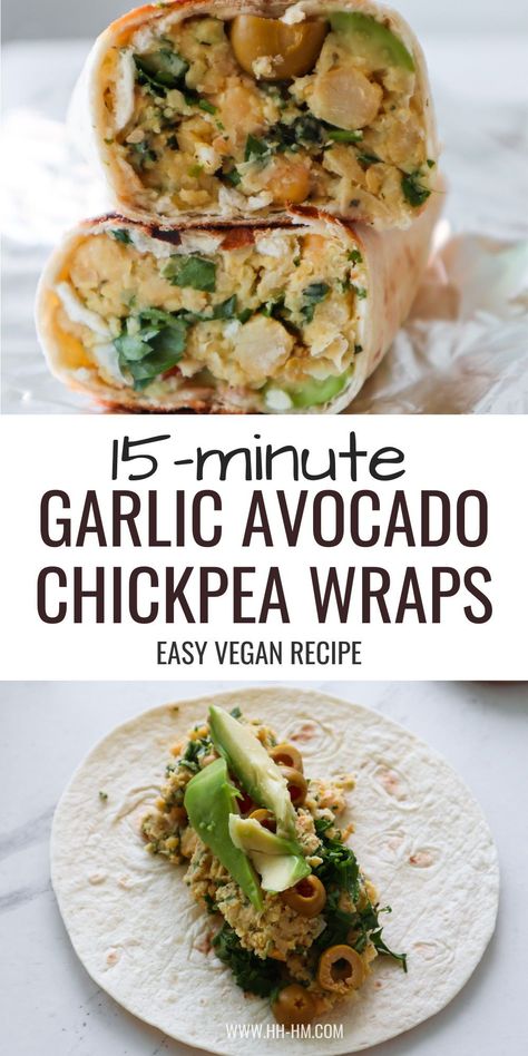 Mashed Chickpea Wrap, Roasted Chic Peas, Hclf Vegan Recipes, Chickpeas Recipes, Avocado Wraps, Vegan Avocado Recipes, Legume Recipes, Smashed Chickpea, Avocado Chickpea