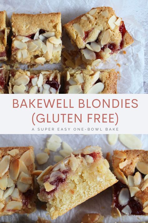 Gluten Free Bakewell Tart Recipe, Gf Blondies Recipe, Gluten Free Slices Recipes, Gluten Free Traybake, Gluten Free Slices, Gluten Free Traybake Recipes, Gluten Free Blondies Recipe, Gluten Free Slice, Gluten And Dairy Free Baking