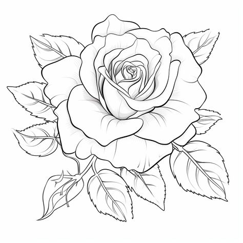 White Rose Drawing, Rose Stencils, Rose Outline Drawing, Roses Stencil, Rose Drawings, Dragon Tattoo Drawing, Rose Outline, Rose Drawing Tattoo, Rose Coloring Pages