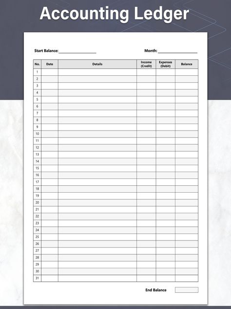 This printable accounting ledger sheet helps you keep track of your small business bookkeeping.  Ideal as a general ledger sheet, it is designed to allow you to record income and expense transactions by month.  Useful for any financial period.     This accounts ledger sheet is simple in design, and easy to use.   It is ideal for small business owners looking for a more minimalist and convenient alternative to the typical 2 or 3 column accounting forms.  Designed for both personal and professiona How To Keep Track Of Your Small Business, Accounting Ledger Printable, Bookkeeping Templates Free Printable, Small Business Bookkeeping Templates, Organize Bills, Small Business Printables, Business Expense Tracker, Accounting Ledger, Financial Budget Planner