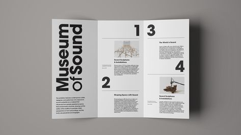 Museum Pamphlet Design, Museum Brochure Design, Behance Layout, Typography Brochure, Leaflet Layout, Sense Of Hearing, Learn To Listen, Brochure Design Layouts, 브로셔 디자인